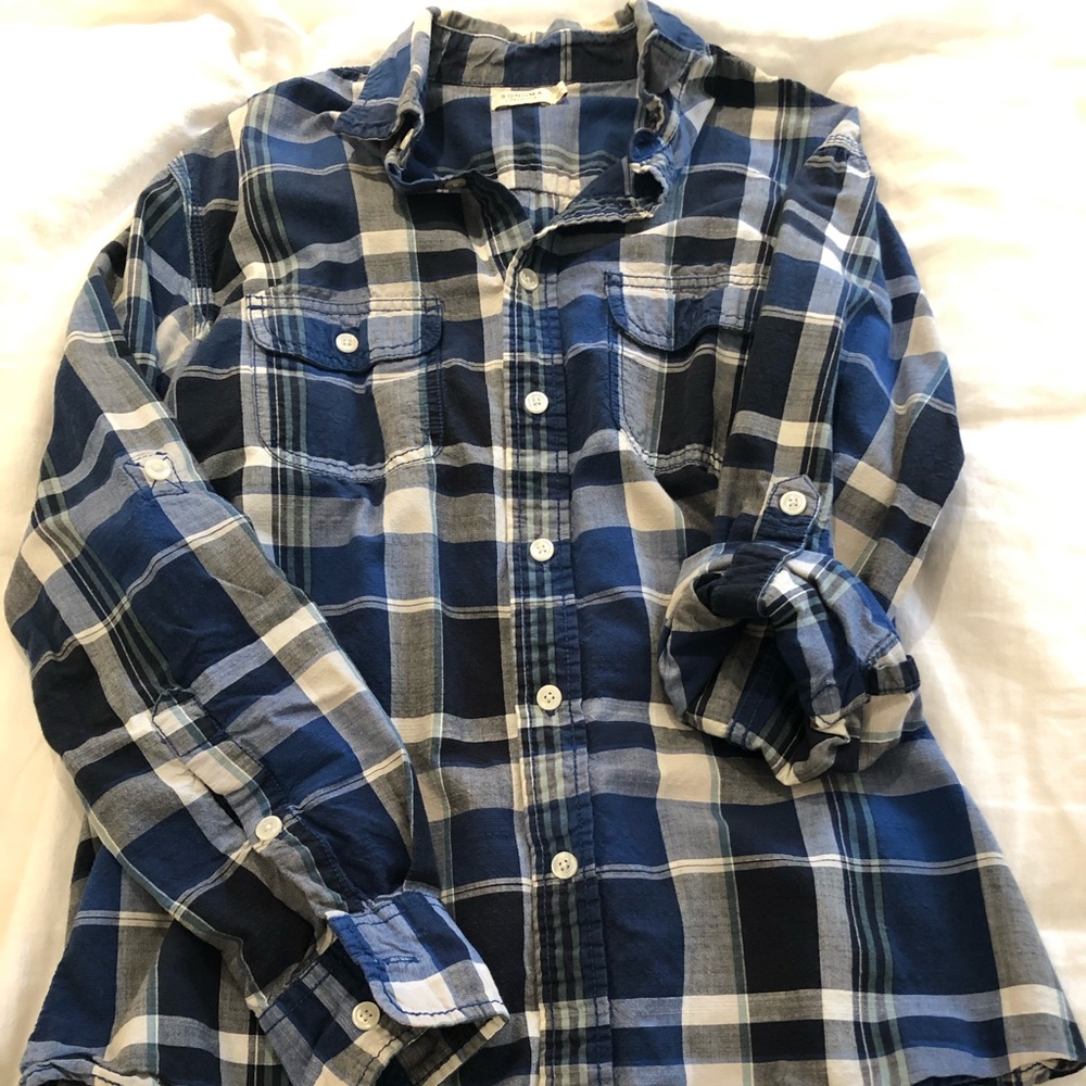 Blue plaid shirt